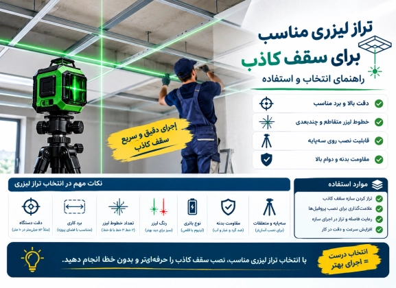  تراز لیزری مناسب برای سقف کاذب؛ راهنمای انتخاب و استفاده